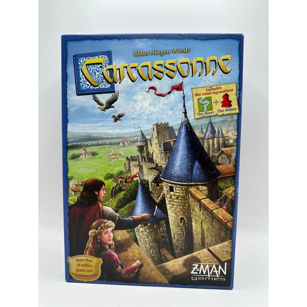 Carcassonne with The River & The Abbot Expansions COMPLETE Z-Man Games